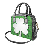 Green Shamrock Tartan Print Shoulder Handbag