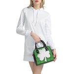 Green Shamrock Tartan Print Shoulder Handbag