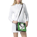 Green Shamrock Tartan Print Shoulder Handbag