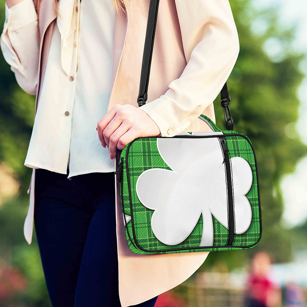 Green Shamrock Tartan Print Shoulder Strap Bible Bag