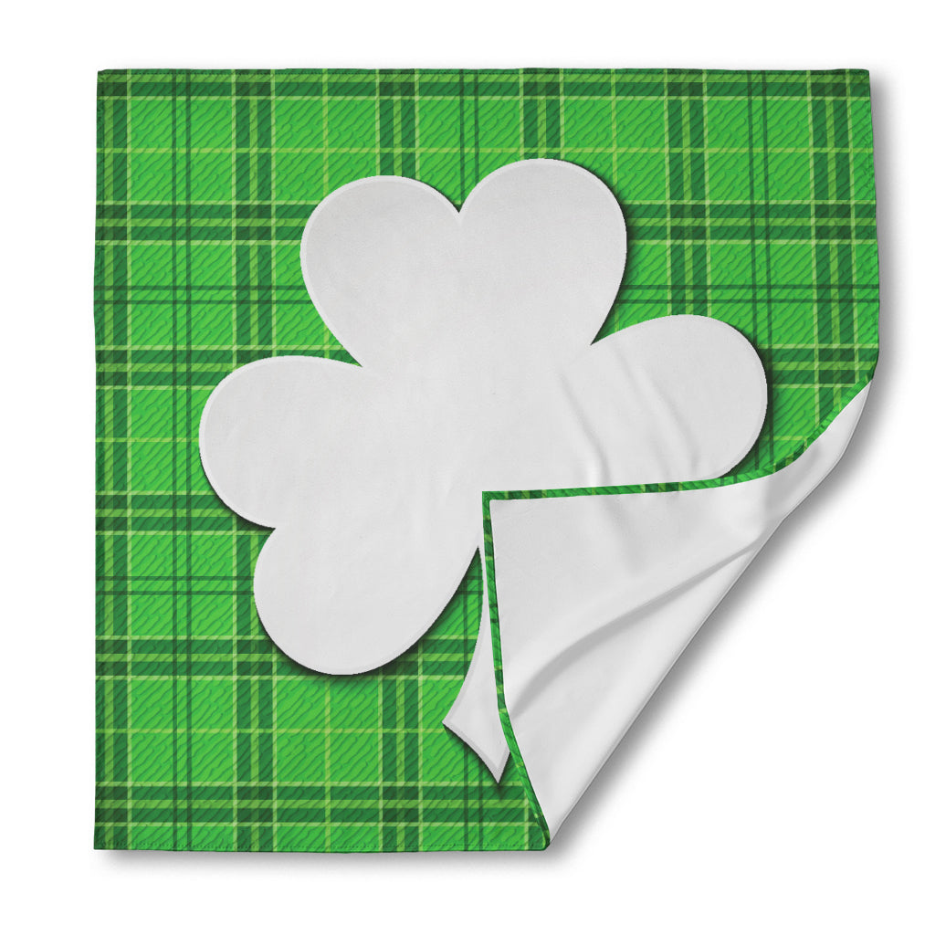 Green Shamrock Tartan Print Silk Bandana