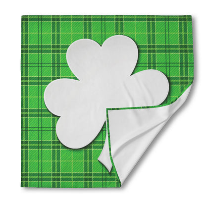 Green Shamrock Tartan Print Silk Bandana