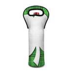 Green Shamrock Tartan Print Single Neoprene Wine Tote