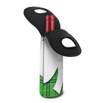 Green Shamrock Tartan Print Single Neoprene Wine Tote