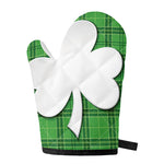 Green Shamrock Tartan Print Single Oven Mitt
