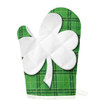 Green Shamrock Tartan Print Single Oven Mitt