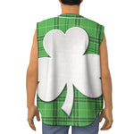 Green Shamrock Tartan Print Sleeveless Baseball Jersey