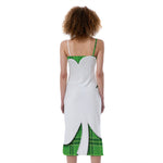 Green Shamrock Tartan Print Slim Fit Midi Cami Dress