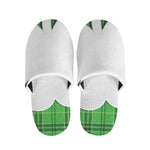 Green Shamrock Tartan Print Slippers