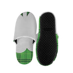 Green Shamrock Tartan Print Slippers