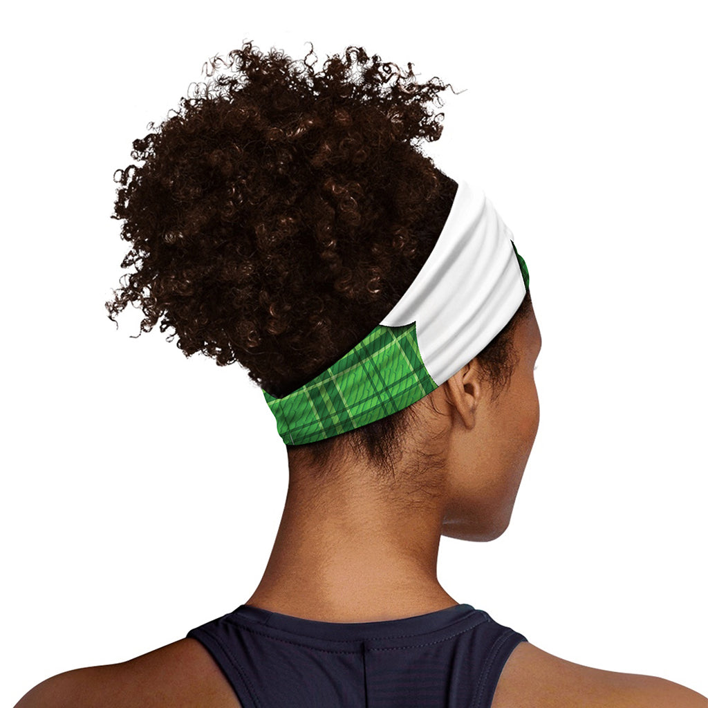 Green Shamrock Tartan Print Sports Headband