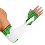 Green Shamrock Tartan Print Sun Protection Arm Sleeves