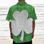 Green Shamrock Tartan Print Textured Short Sleeve Shirt