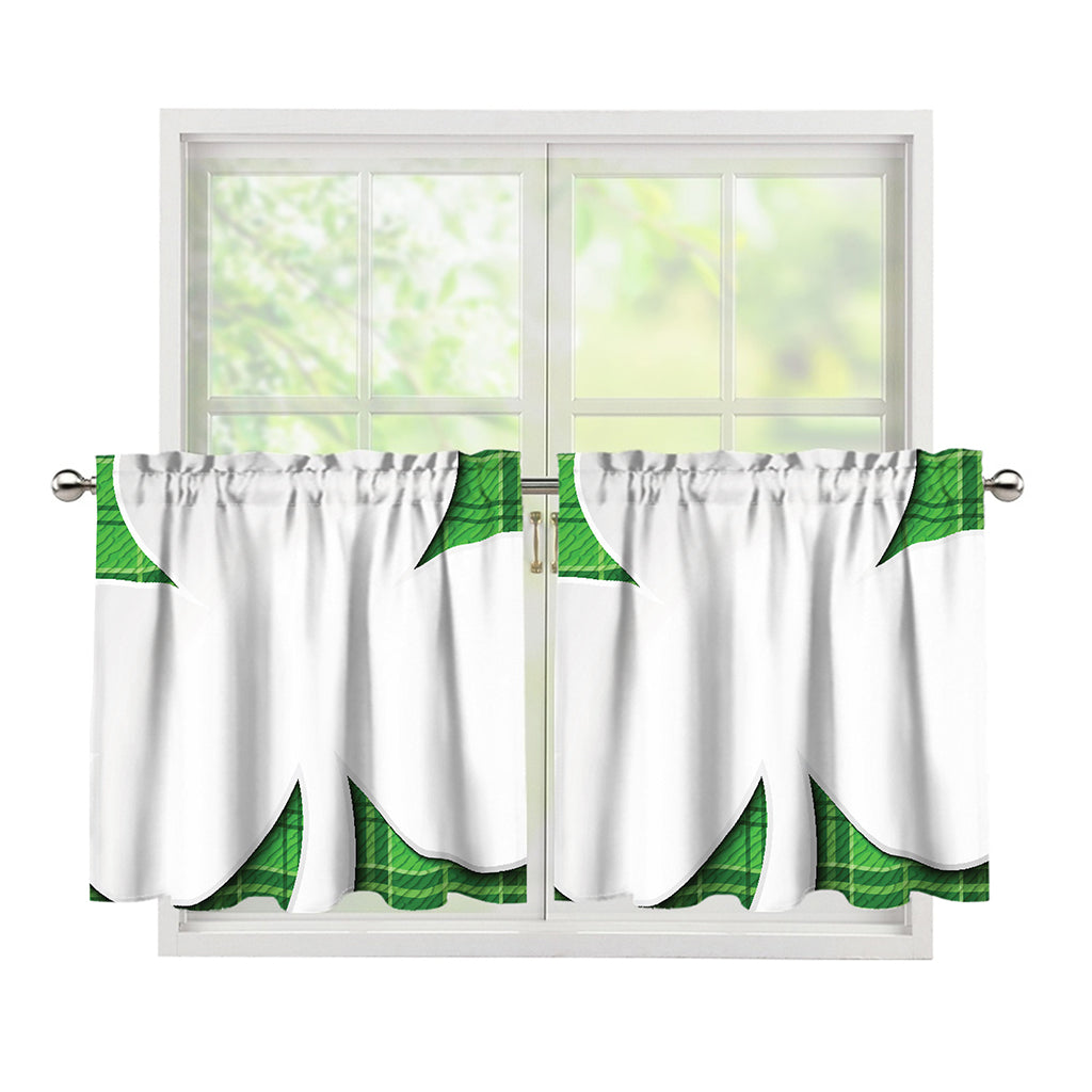 Green Shamrock Tartan Print Tier Curtains