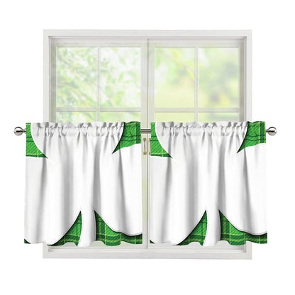 Green Shamrock Tartan Print Tier Curtains
