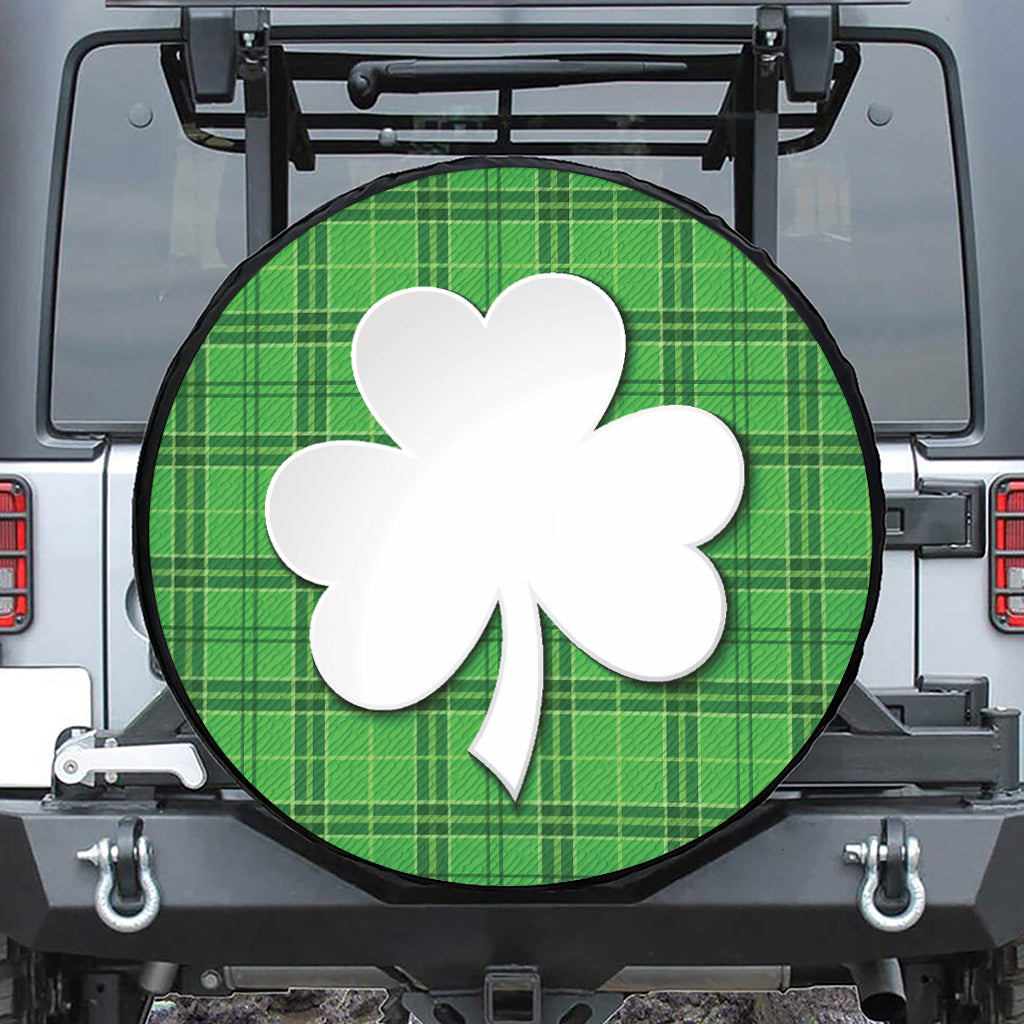 Green Shamrock Tartan Print Tire Cover