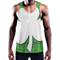 Green Shamrock Tartan Print Men's Workout Tank Top