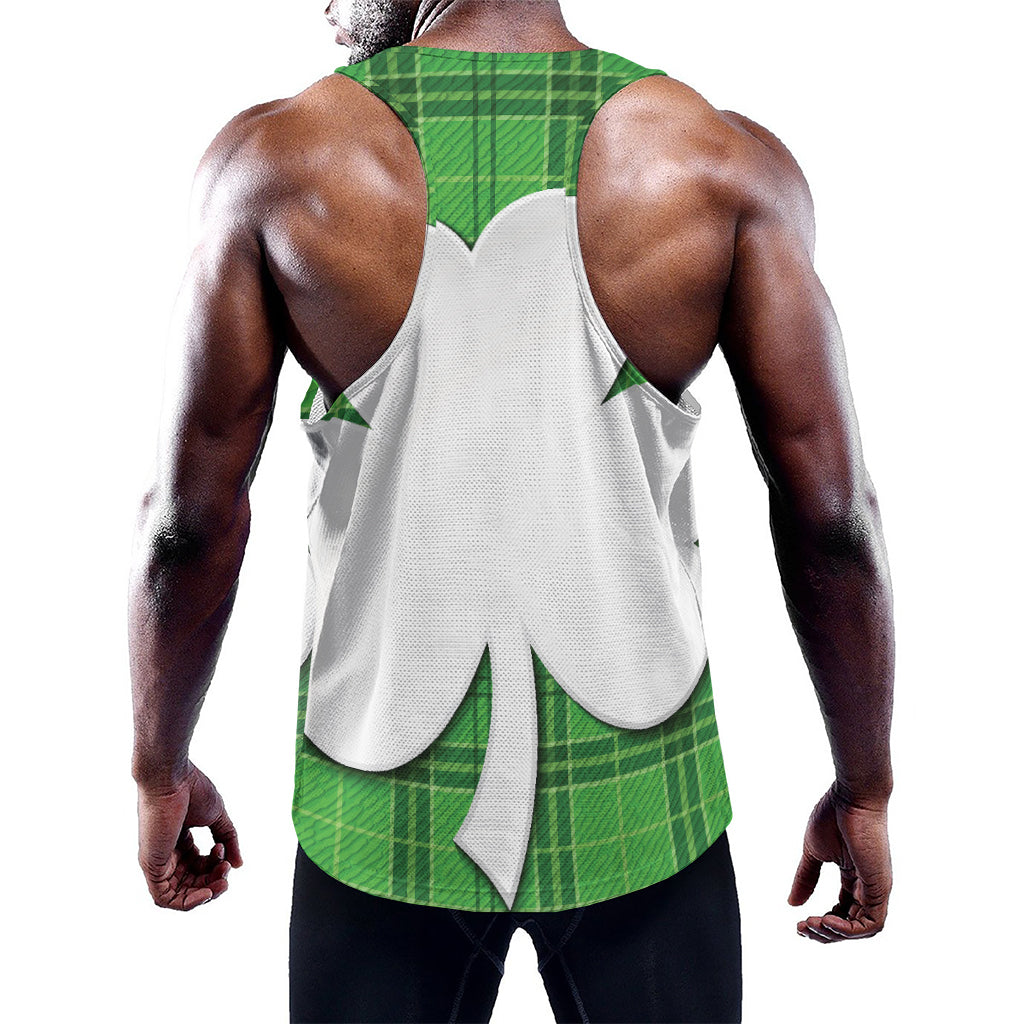 Green Shamrock Tartan Print Training Tank Top