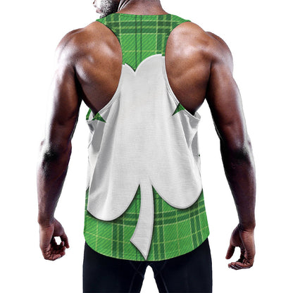 Green Shamrock Tartan Print Training Tank Top