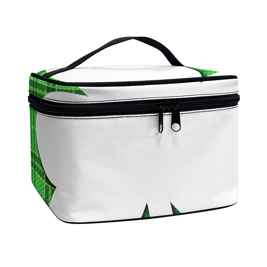 Green Shamrock Tartan Print Travel Makeup Bag