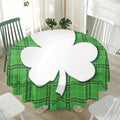 Green Shamrock Tartan Print Waterproof Round Tablecloth