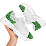 Green Shamrock Tartan Print White Chunky Shoes