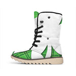 Green Shamrock Tartan Print Winter Boots