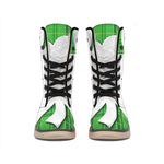 Green Shamrock Tartan Print Winter Boots