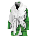 Green Shamrock Tartan Print Women's Bathrobe