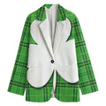 Green Shamrock Tartan Print Women's Blazer