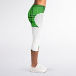 Green Shamrock Tartan Print Women's Capri Leggings