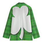 Green Shamrock Tartan Print Women's Cotton Blazer