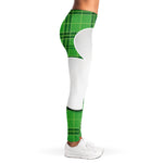 Green Shamrock Tartan Print Women's Leggings