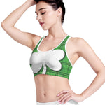 Green Shamrock Tartan Print Women's Sports Bra