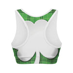 Green Shamrock Tartan Print Women's Sports Bra