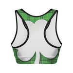 Green Shamrock Tartan Print Women's Sports Bra