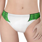 Green Shamrock Tartan Print Women's Thong