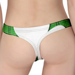 Green Shamrock Tartan Print Women's Thong