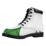 Green Shamrock Tartan Print Work Boots