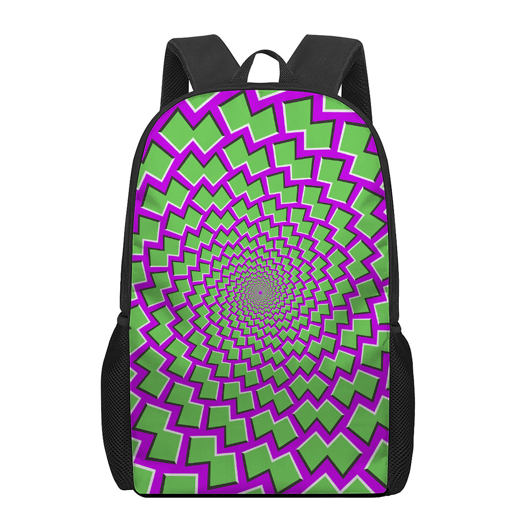 Green Shapes Moving Optical Illusion 17 Inch Backpack