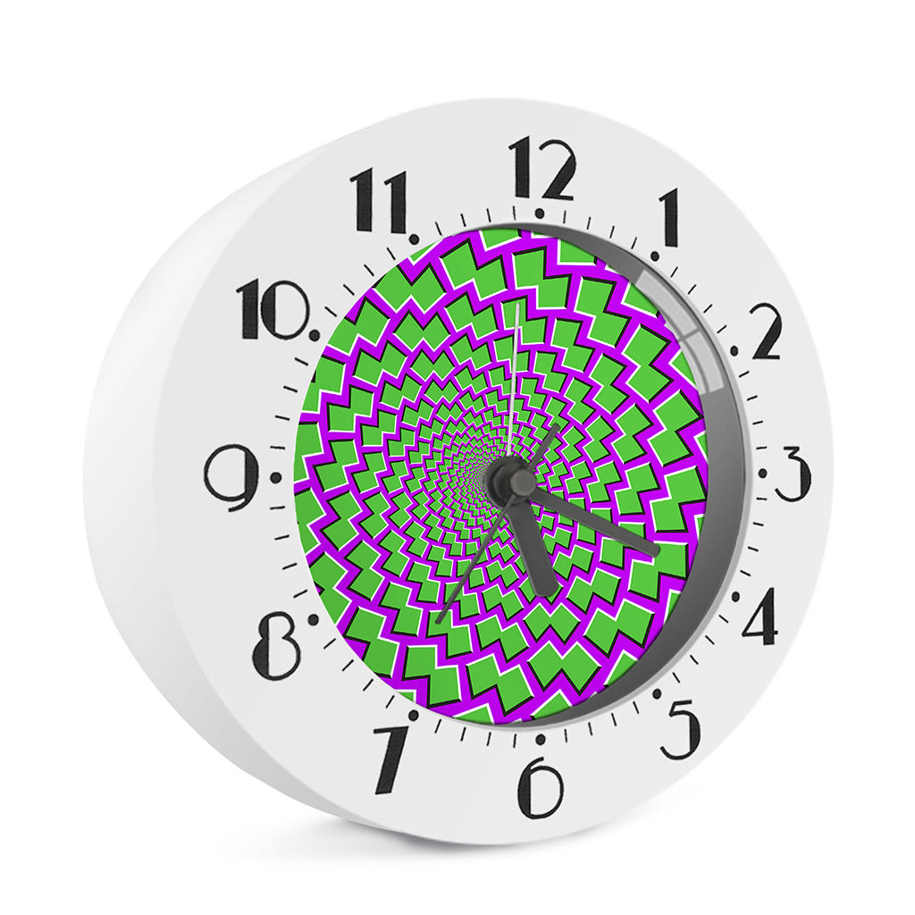 Green Shapes Moving Optical Illusion Alarm Clock