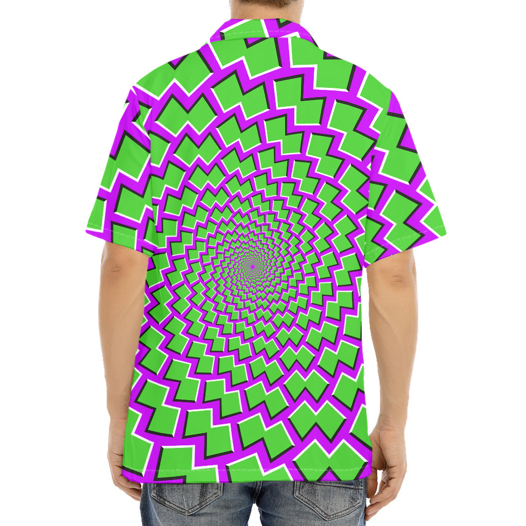 Green Shapes Moving Optical Illusion Aloha Shirt
