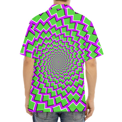 Green Shapes Moving Optical Illusion Aloha Shirt