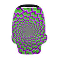 Green Shapes Moving Optical Illusion Baby Seat Cover