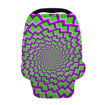 Green Shapes Moving Optical Illusion Baby Seat Cover