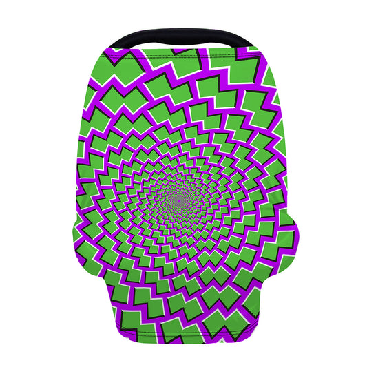 Green Shapes Moving Optical Illusion Baby Seat Cover