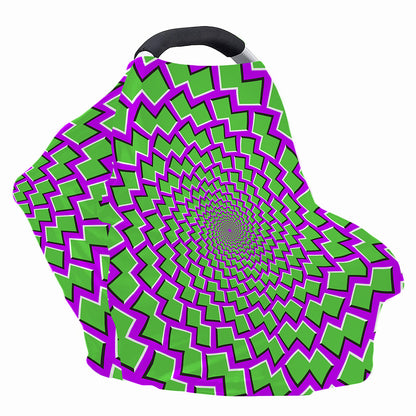 Green Shapes Moving Optical Illusion Baby Seat Cover