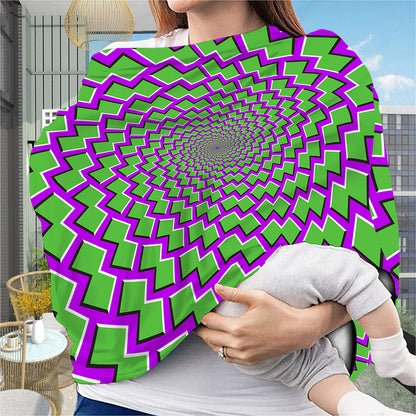 Green Shapes Moving Optical Illusion Baby Seat Cover