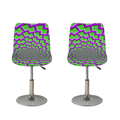 Green Shapes Moving Optical Illusion Bar Stool Covers