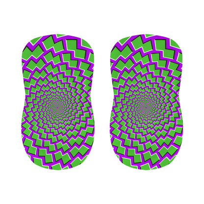 Green Shapes Moving Optical Illusion Bar Stool Covers